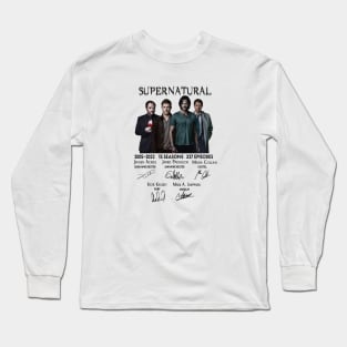 Supernatural All Cast Signed 15th Anniversary 2005  2020 Long Sleeve T-Shirt